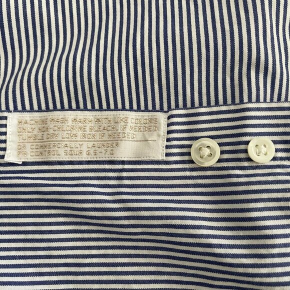 Nordstrom Lg Slv Button Down Oxford Collar Striped Cotton Shirt Blue+Wht Sz 15.5 - Picture 11 of 13